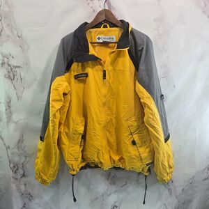 Columbia Jacket Mens XL Yellow Windbreaker Vintage Gray Coat Windbreaker